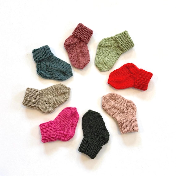 Newborn Baby Socks, Hand Knitted Wool Alpaca Socks, 0-3 Month Baby Booties, Baby Shower Gift, Newborn Gift