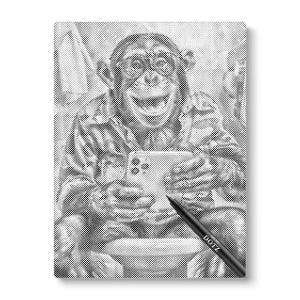 Aap op toilet dot art kit: grappig canvas DIY schilderij met stippen cadeau