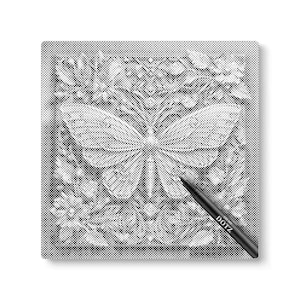 3D Butterfly Dot Painting Kit: Square Canvas with Double-Tip Pens