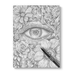 Kit de peinture par points Oeil avec fleurs : toile de bricolage relaxante