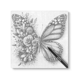 Kit de peinture à pois avec fleurs et papillons : toile bricolage à pois