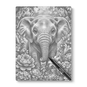 Elefant mit Blumen | Punktmalerei | Punktkunst | Punktieren | Pointillismus | DIY | Handgemachte Dekoration | Geschenk