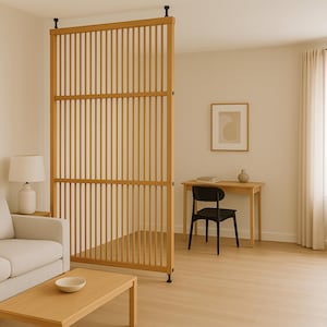 Japandi Style Room Dividers Wooden Glass Partitions for Modern Interiors