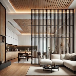 Luxury wood and Metal color Room Divider for Open Spaces