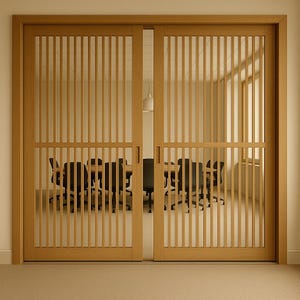 Custom Office Divider Wall – Sliding Wood Panel for Workspaces