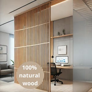 Wooden Slatted Partition Wall for Modern Interiors