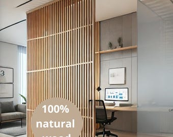 Modern Wooden Room Divider, Freestanding Partition, Privacy Screen for Home Office