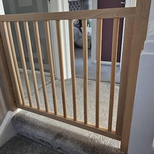 Wooden Baby Gate for Stairs Adjustable Safety Barrier for Toddlers Pets