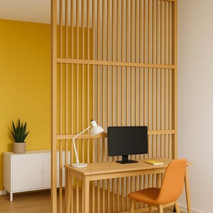 Modern Wood Room Divider with Shelves Functional Partition Wall