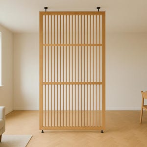 DIY Floor to Ceiling Wooden Slat Divider