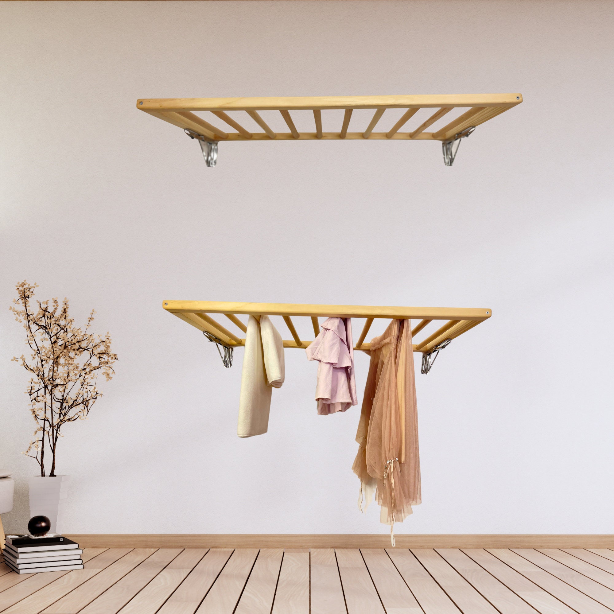 Space saving Laundry Room Foldable Drying Rack and Hanging Laundry Rack Etsy