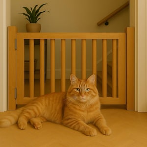 Modern Baby Pet Safety Gate Adjustable Wooden Barrier for Stairs and Doorways