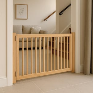 Custom Beechwood Dog & Baby Gate: Modern Stair Safety Barrier