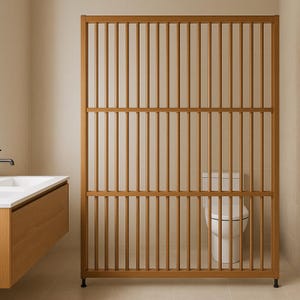 Biombo de madera natural ecológico, partición plegable natural