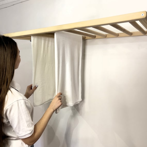 Wall Mounted Clothes Drying Rack Foldable Hidden Laundry Room Etsy