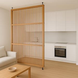 Vertical Slat Wood Cabinet | Japandi Style Wooden Furniture | Hallway Storage Solution