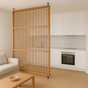 Oak Beech Slatted Storage Cabinet | Vertical Wood Bookcase | Scandinavian Home Organizer