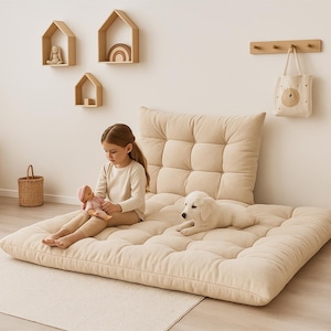 Velvet Floor Cushion for Kids – Water-Repellent Reading Nook Pillow, Daybed or Sofa Seating Pad, Large and Small Sizes