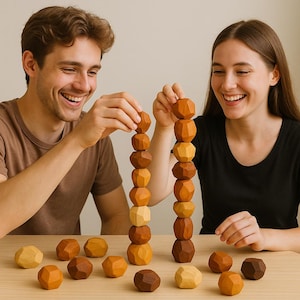 Wooden Balancing Stones Natural Zen Stacking Toy for Adults