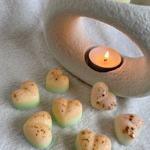 Heart Shaped Soy Wax Melts: Highly Scented, Handmade, Glitter - Box of 9
