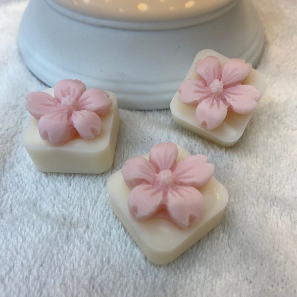 Handmade highly scented Cherry Blossom Sakura wax melt box of 6 vegan friendly Lost Cherry frangrance