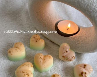 Heart Shaped Soy Wax Melts: Highly Scented, Handmade, Glitter - Box of 9