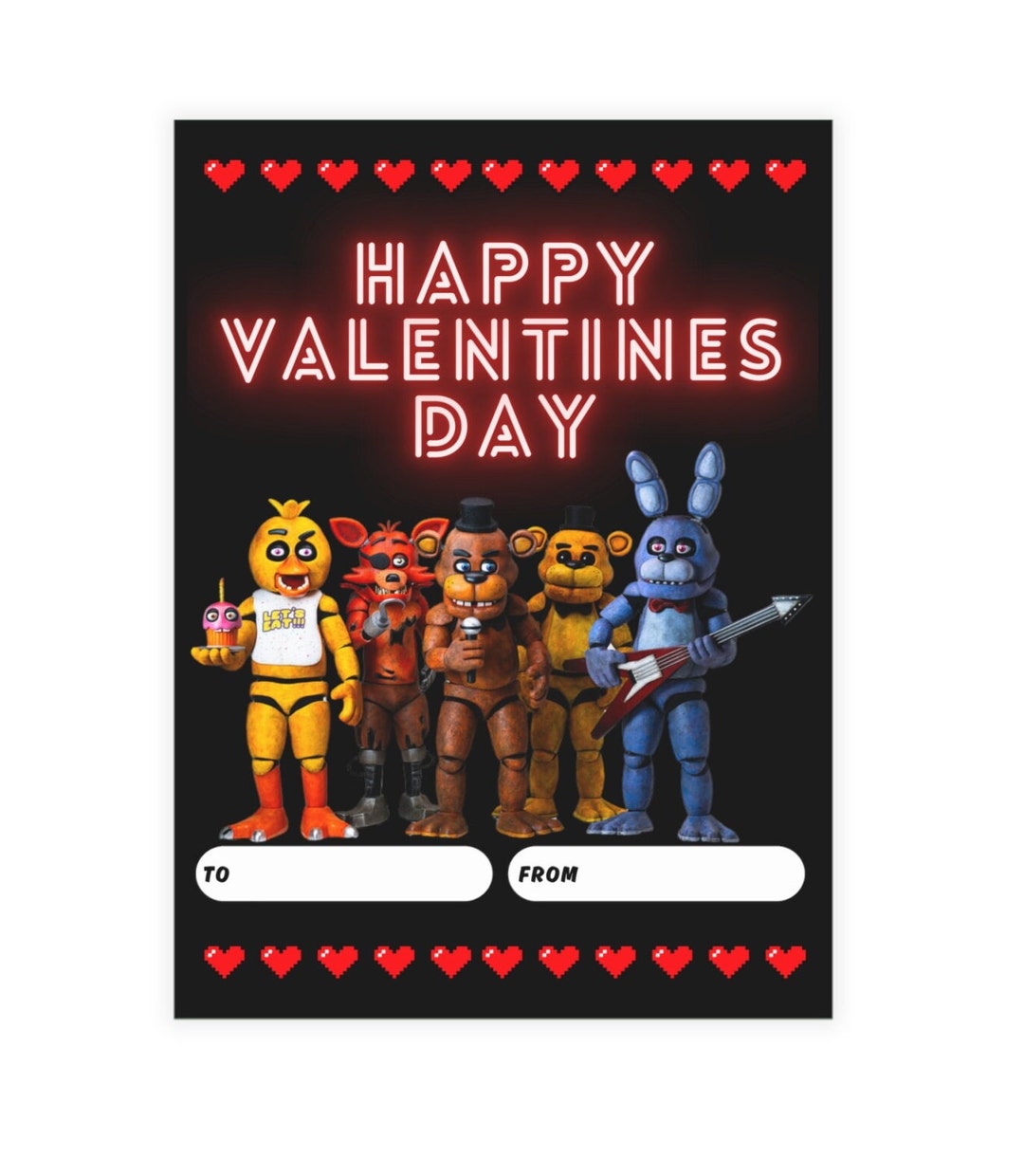 FNAF Inspired Valentines Five Nights At Freddys Valentines Kids Valentines Cool Valentines