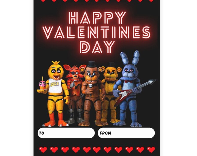 FNAF Inspired Valentines Five Nights At Freddys Valentines Kids Valentines Cool Valentines