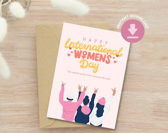 International Women's Day Card Printable Happy Women's History Month Card Women's Appreciation Day, Celebrate Strong Women Digital Card