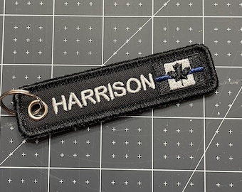 FREE SHIPPING / Canadian Flag Thin Blue Line Keychain / Police / Fire Service / EMS / Dispatchers / Military / Corrections / Medical
