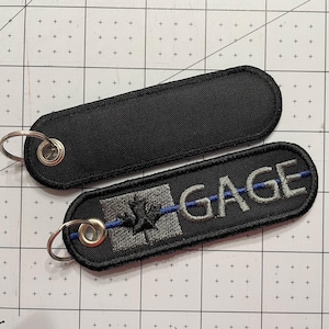 FREE SHIPPING / Canadian Flag Thin Blue Line Keychain / Police / Fire Service / EMS / Dispatchers / Military / Corrections / Medical image 1