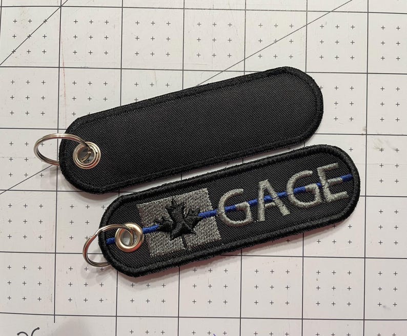 FREE SHIPPING / Canadian Flag Thin Blue Line Keychain / Police / Fire Service / EMS / Dispatchers / Military / Corrections / Medical image 1