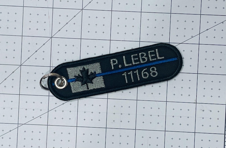 FREE SHIPPING / Canadian Flag Thin Blue Line Keychain / Police / Fire Service / EMS / Dispatchers / Military / Corrections / Medical image 6