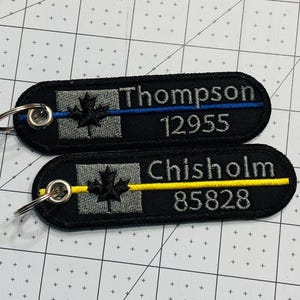 FREE SHIPPING / Canadian Flag Thin Blue Line Keychain / Police / Fire Service / EMS / Dispatchers / Military / Corrections / Medical image 2