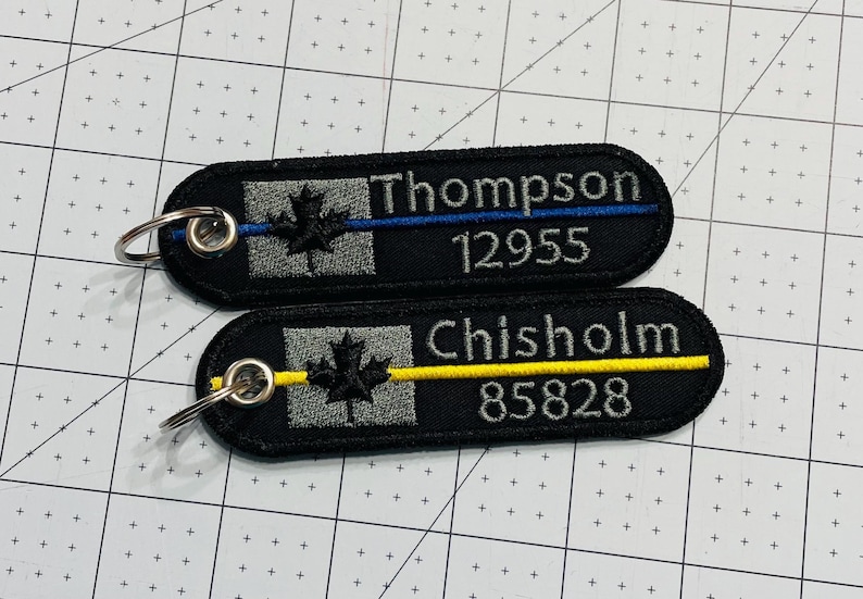 FREE SHIPPING / Canadian Flag Thin Blue Line Keychain / Police / Fire Service / EMS / Dispatchers / Military / Corrections / Medical image 2