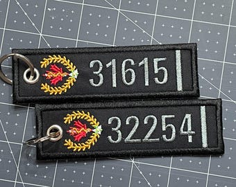 FREE SHIPPING / Customized Embroidered Keychain / Double or Single Sided Keychain / Paramedic / Badge Number