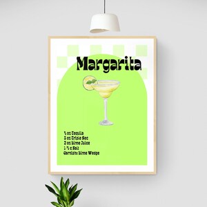 Margarita Cocktail Print | Bar Cart Decor | Digital Art Download | Kitchen Decor | Retro Wall Art