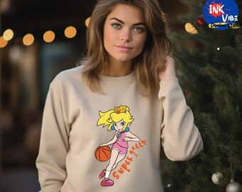 Retro Princess Peach Sweatshirt, Princess Peach Feeling Peachy Hoodie, Retro Mario Princess Shirt, Cadeau voor haar, Vrouwen Gaming Sweatshirt