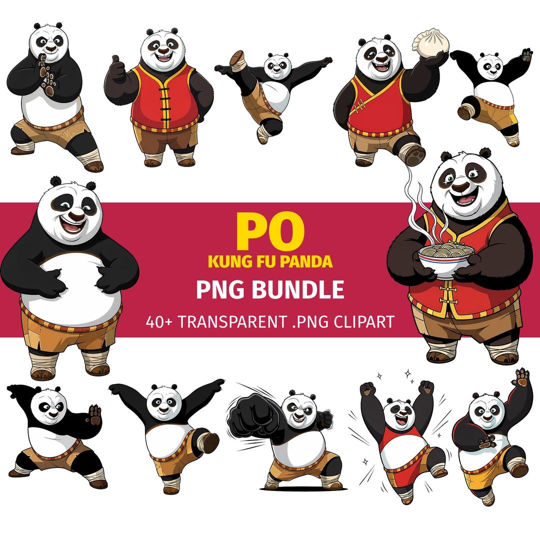Po From Kung Fu Panda PNG Clipart Bundle: Martial Arts Cartoon Panda ...