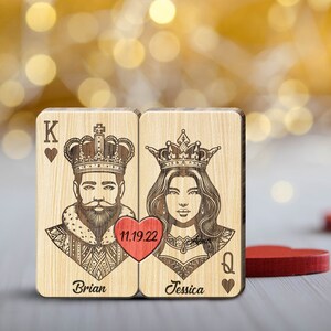 Puzzle di arte in legno personalizzato per coppia di re e regina, regali di coppia per lui, sua moglie, marito, uomo e donna, anniversario di matrimonio per San Valentino