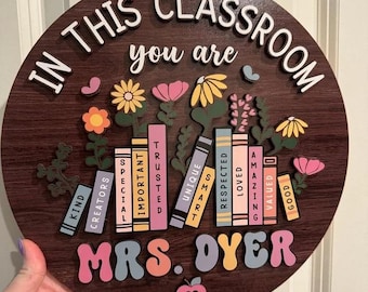 Colgante de puerta 3D personalizado para profesores, regalos de agradecimiento para profesores, placa con el nombre del profesor para escritorio, regalo para profesores, cartel de bienvenida para profesores