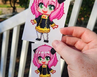 Anya Forger Pixel Art Sticker | Spy Family Anime Fart Art Car