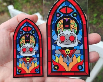 Stained Glass Cult of the Lamb Fan Art Sticker: Waterproof Vinyl Decal