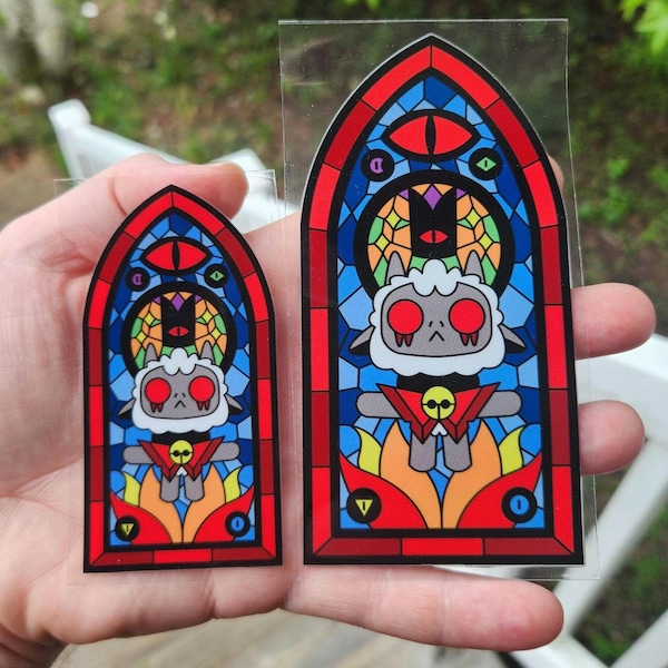 Stained Glass Cult of the Lamb Fan Art Sticker: Waterproof Vinyl Decal