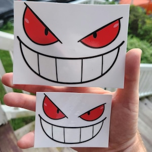 Waterproof Gengar Face Car Decal | Ghost Type Laptop Sticker | Spooky Diecut Window Decal