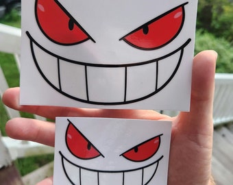 Waterproof Gengar Face Car Decal | Ghost Type Laptop Sticker | Spooky Diecut Window Decal