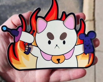 Puppycat Car Decal | Waterproof Bee Puppycat Sticker | Flaming Cartoon Cat Window Peeker
