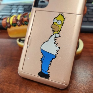 Homer transfer sticker applied to a phone case