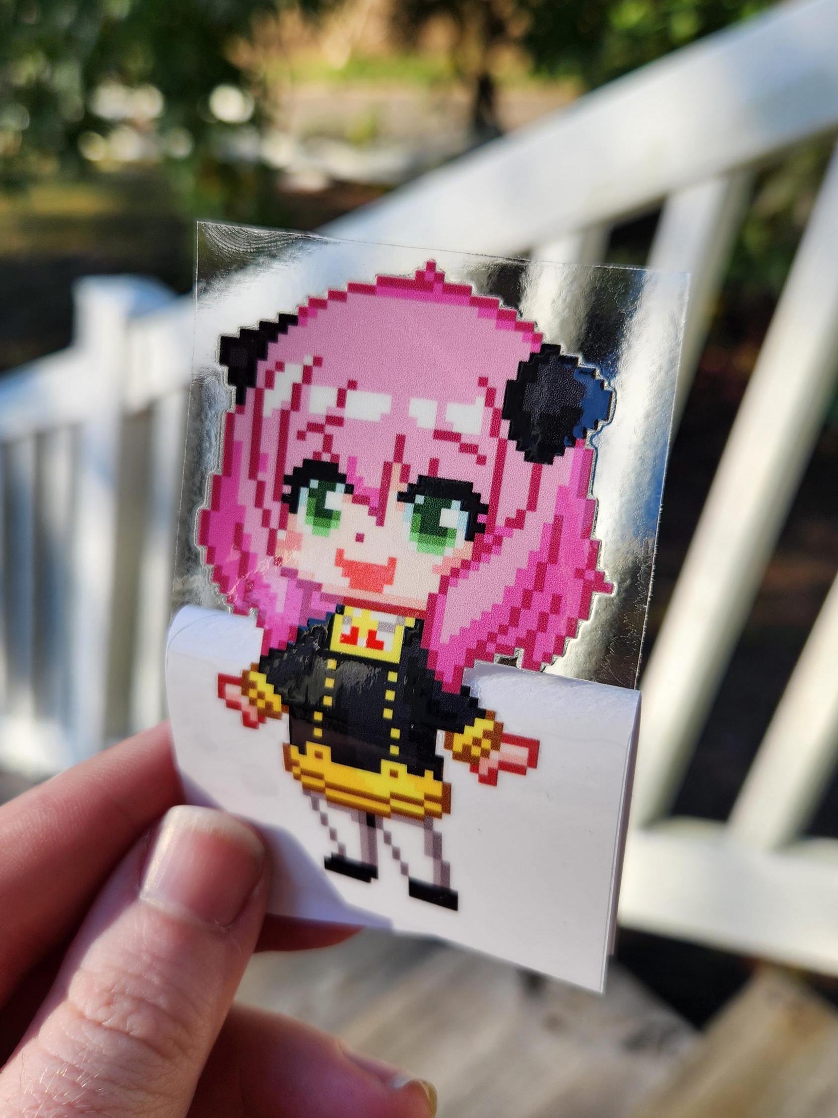 Anya Forger Pixel Art Sticker | Spy Family Anime Fart Art Car