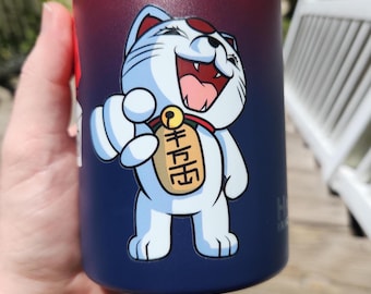 Pointing Turbo Granny Sticker | Waterproof Water Bottle Anime Decal | Yokai Cartoon Cat Transfer Stickers